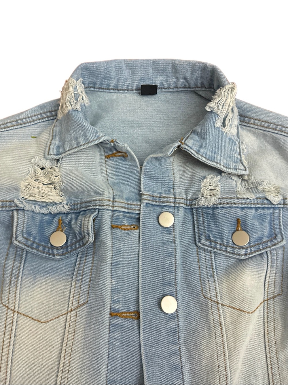 SHEIN Distressed Light Blue Denim Jacket for Girls - Trendy Oversized 10Y - Picture 5 of 7